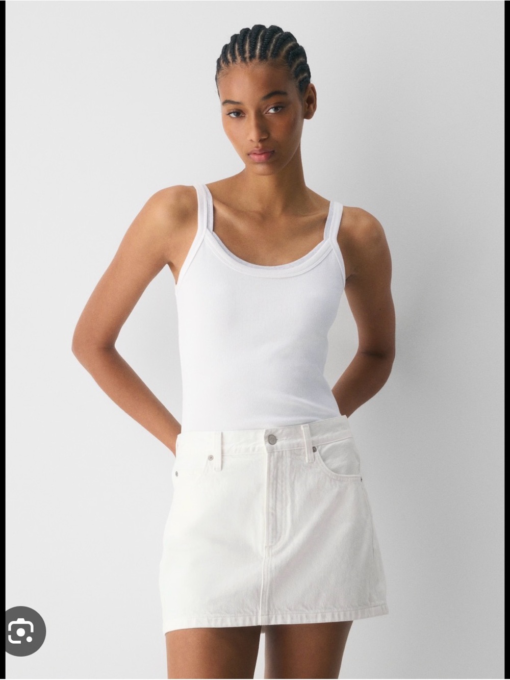 Aritzia Denim Forum White 90s Ricci Denim Mini Skirt